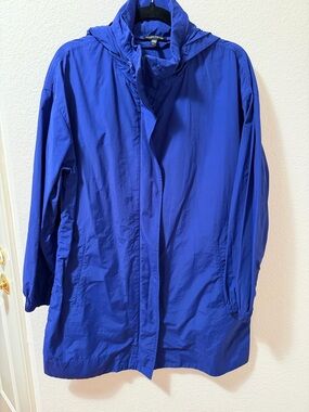 Eileen Fisher Hooded Trench Coat in Deep Blue